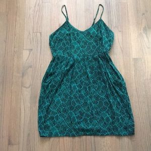 Green and Black Print Strappy Dress